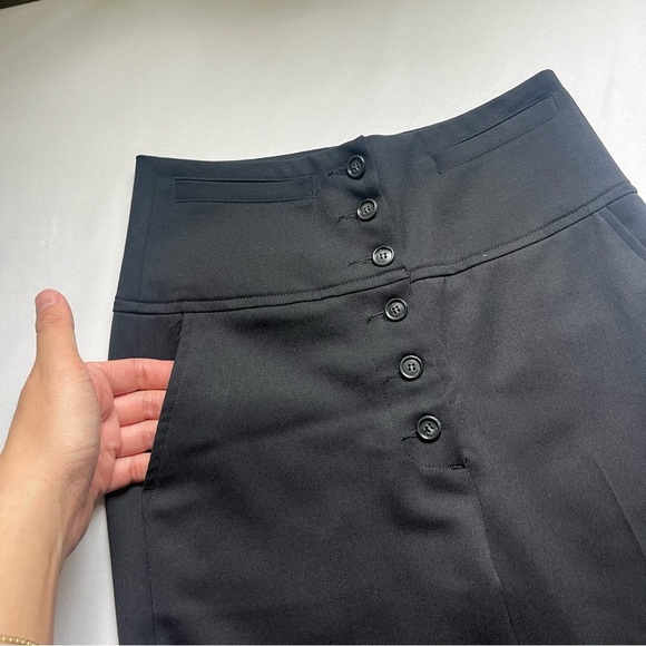 G. GOOP black high rise exposed button fly straight wide leg trousers - Picture 2 of 5